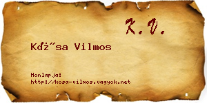Kósa Vilmos névjegykártya